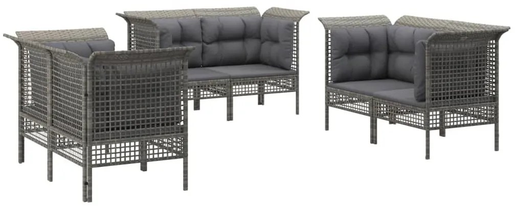 6 részes szürke polyrattan kerti ülőgarnitúra párnákkal