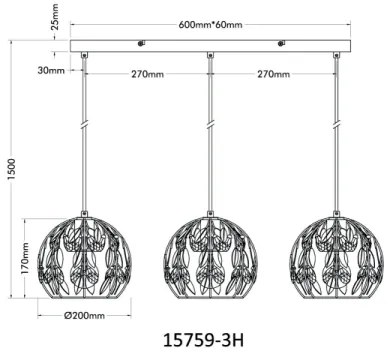 Globo 15759-3H - MIKA függőlámpa kábellel 3xE27/40W/230V