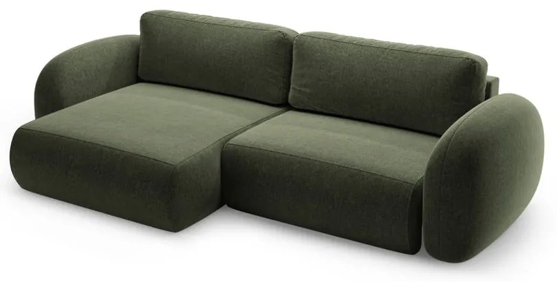 Zöld zsenília kinyitható-tárolóhelyes sarokkanapé Tonale – Cosmopolitan Design