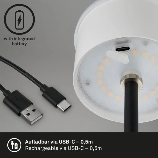Brilo - LED újratölthető érintésvezérelt asztali lámpa KIKI LED/2,6W/5V IP44 2600 mAh fekete