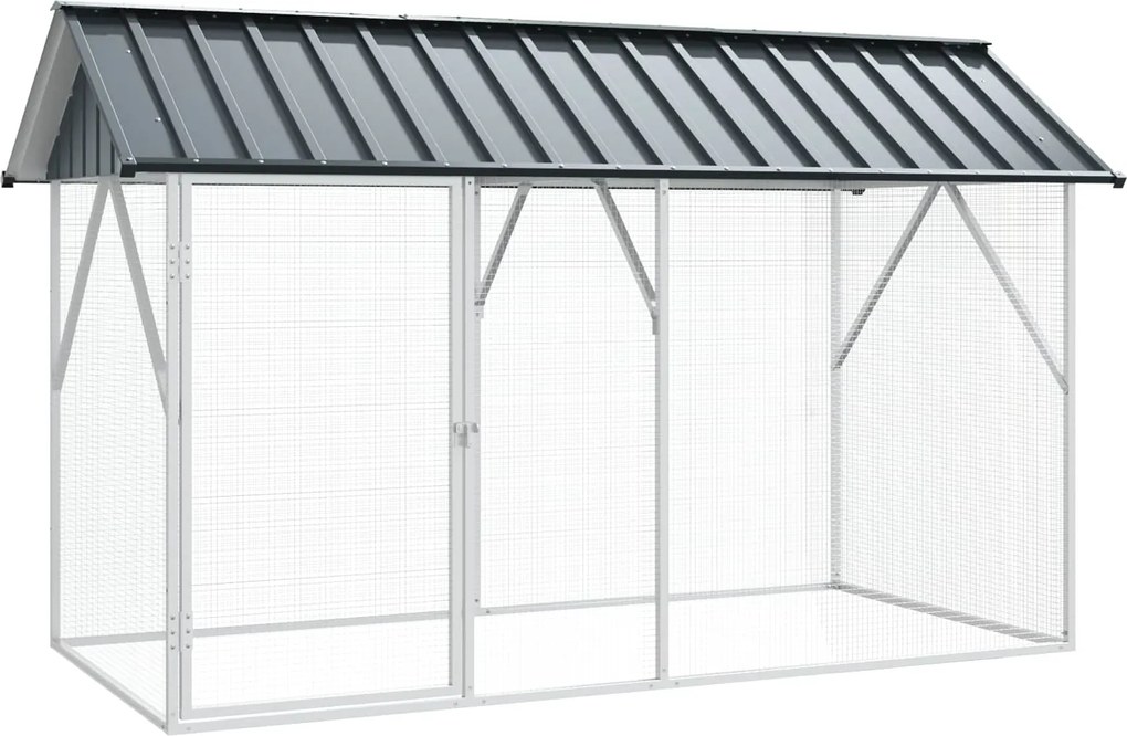 vidaXL Madár kalitka Antracit 227 x 112 x 141 cm Horganyzott acél
