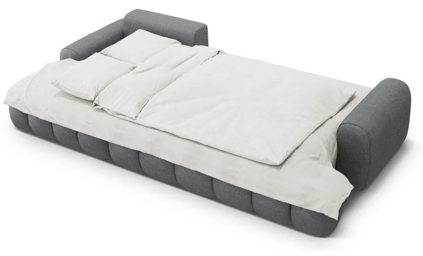 Szürke kinyitható-tárolóhelyes sarokkanapé (bal oldali-heverő résszel) Linz – Cosmopolitan Design