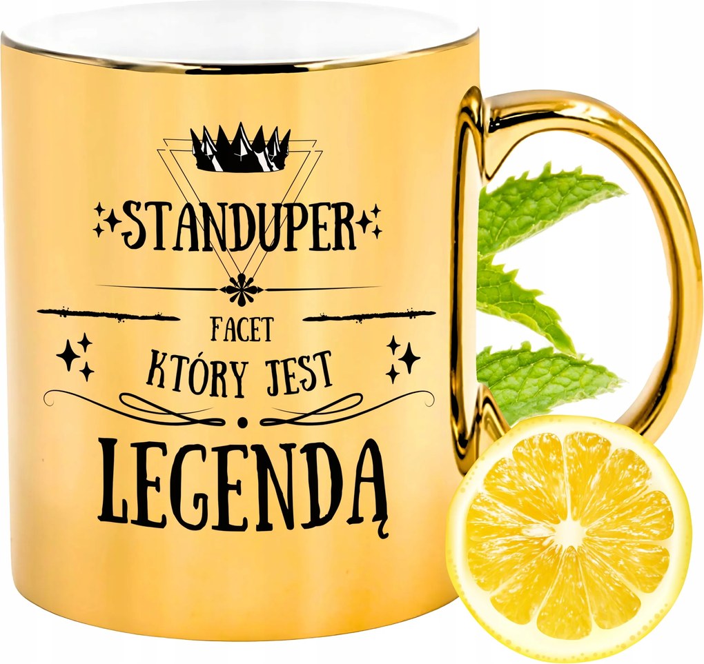 Prémium Arany Fényes Bögre Standuper Ajándék Nyomtatott Fotóval