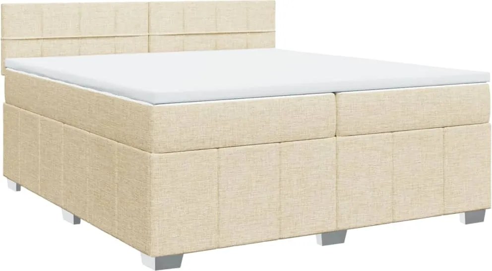vidaXL krémszínű szövet rugós ágy matraccal 200 x 200 cm