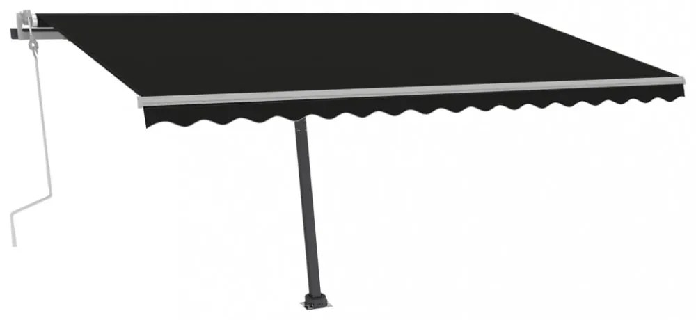 antracitszürke kézzel kihúzható póznás napellenző 400 x 350 cm