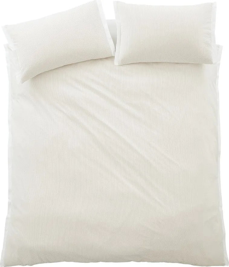 Krémszínű egyszemélyes pamut-perkál ágyneműhuzat 135x200 cm Seersucker Woven Stripe – Bianca