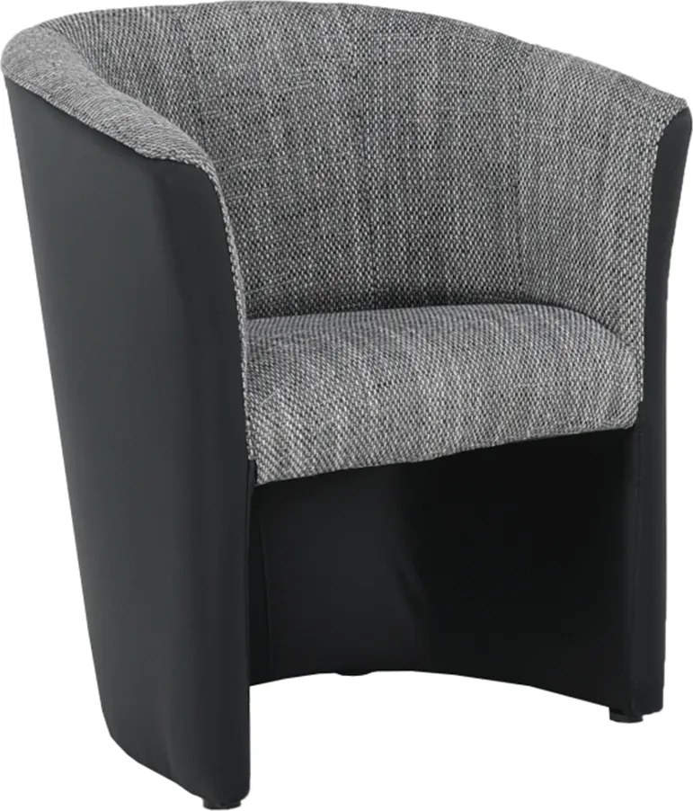 Klub fotel, fekete textilbőr/ szürke szövet, CUBA