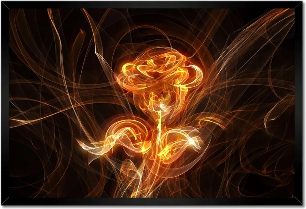 Poszterek keretben 60x40 Lángoló fraktál rózsa