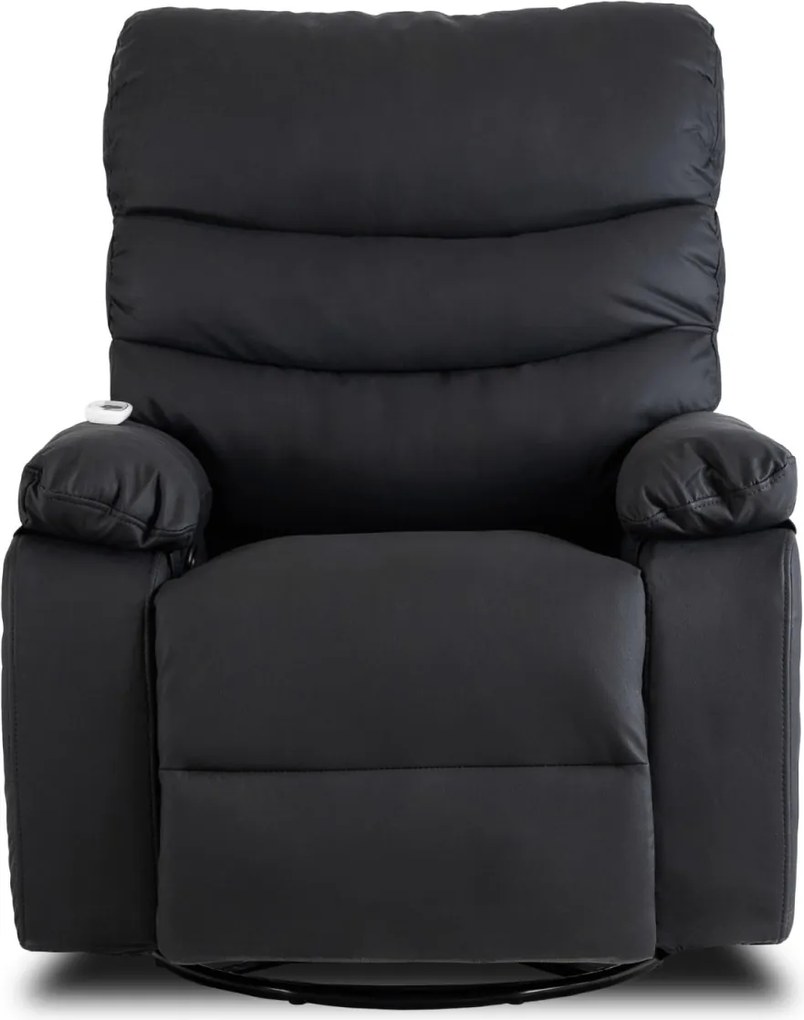 Masszírozós, hintafunkciós dönthető fotel fekete színben, műbőr kárpittal BRUCE