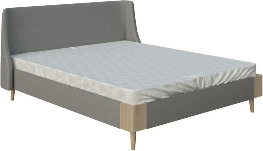 Lagom Side Soft szürke kétszemélyes ágy, 180 x 200 cm - AzAlvásért