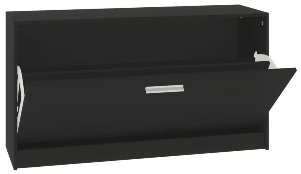 fekete cipőpad 80 x 24 x 45 cm rétegelt fából