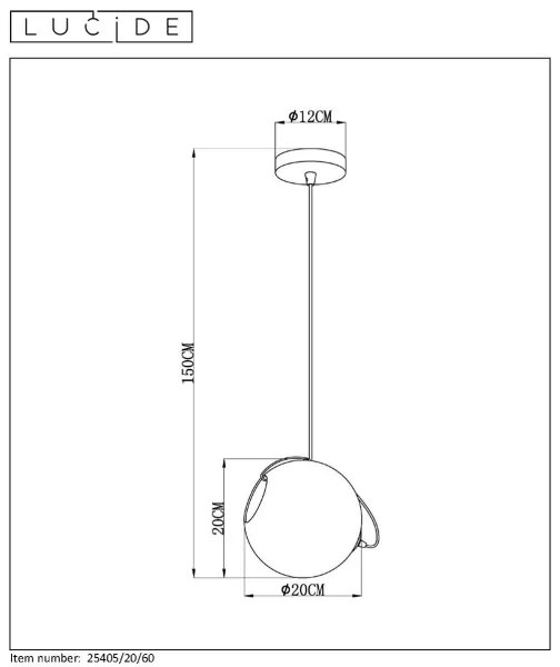 Lucide 25405/20/60 - Csillár zsinóron JAZZLYNN 1xE27/60W/230V á. 20 cm