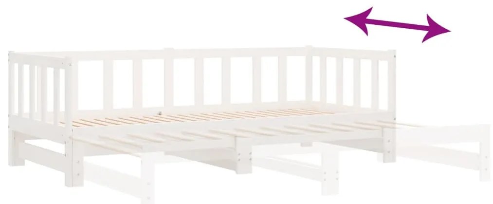 fehér tömör fenyőfa kihúzható kanapéágy 80 x 200 cm