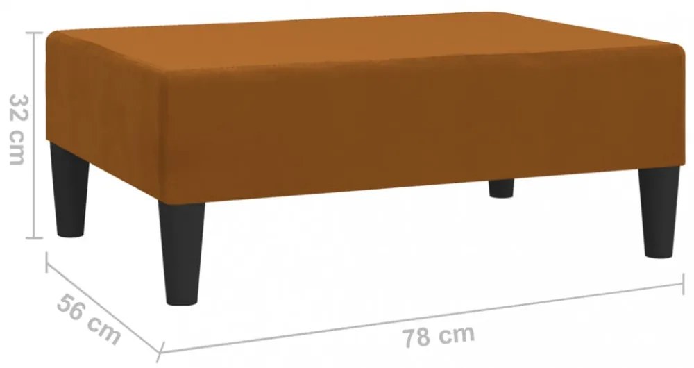 barna bársony lábzsámoly 78 x 56 x 32 cm