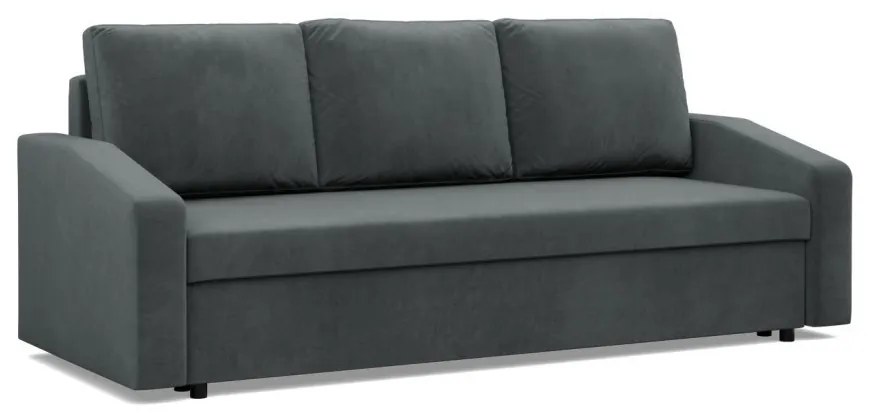 Zeus kanapéágy, bársony, bonell töltet, döntött kartámasz, szürke