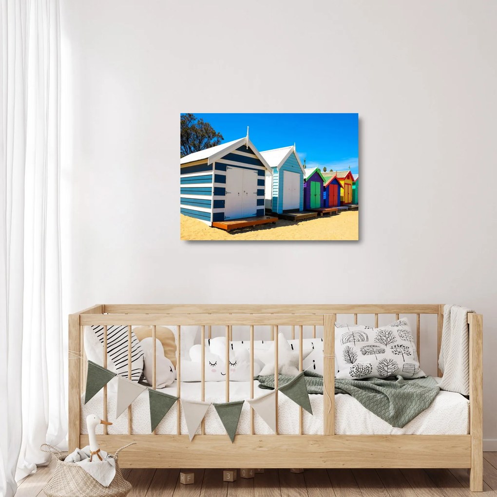 Kép - Brighton Beach, Melbourne, Ausztrália (üvegen) (70x50 cm)