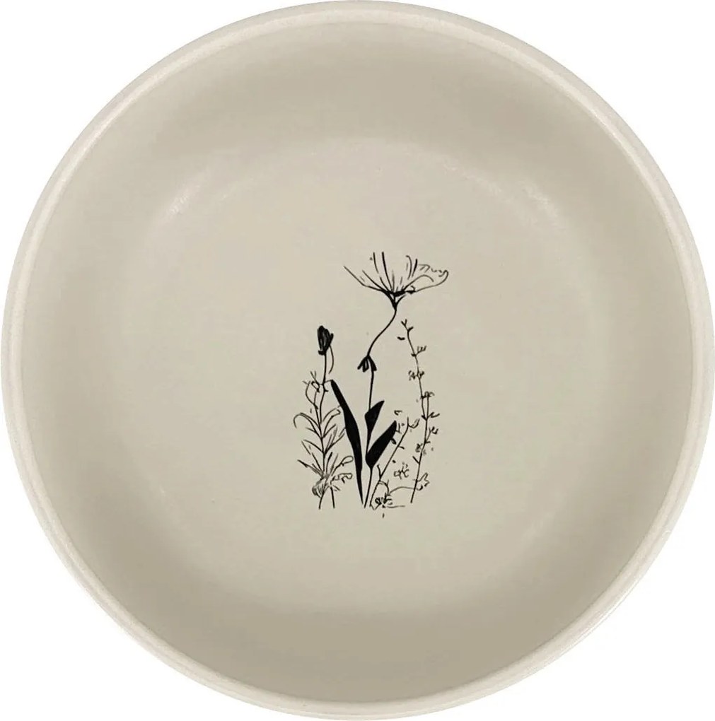 Kerámia tál Cream Garden ø 15 cm, krém/fekete