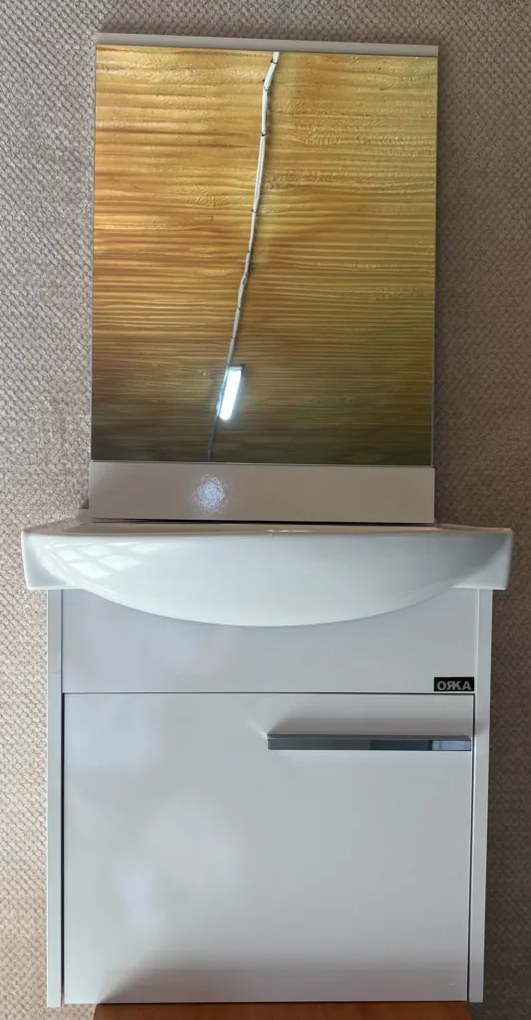 Fürdőszobai alsó szekrény mosdóval és tükörrel FEHÉR 55