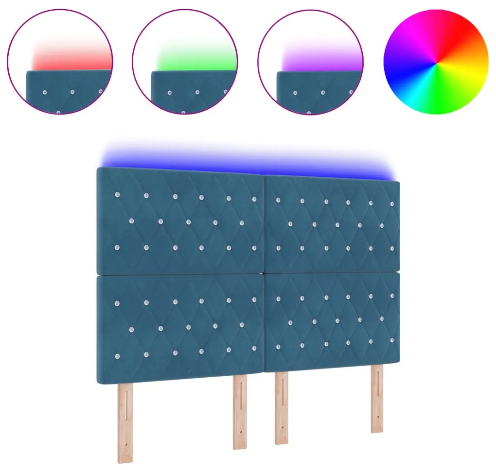 LED Fejtámla Sötétkék 72 cm Bársony