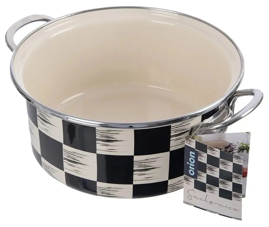 Orion Smaltovaný kastrol Šachovnice Lem , 3 l,pr. 22 cm