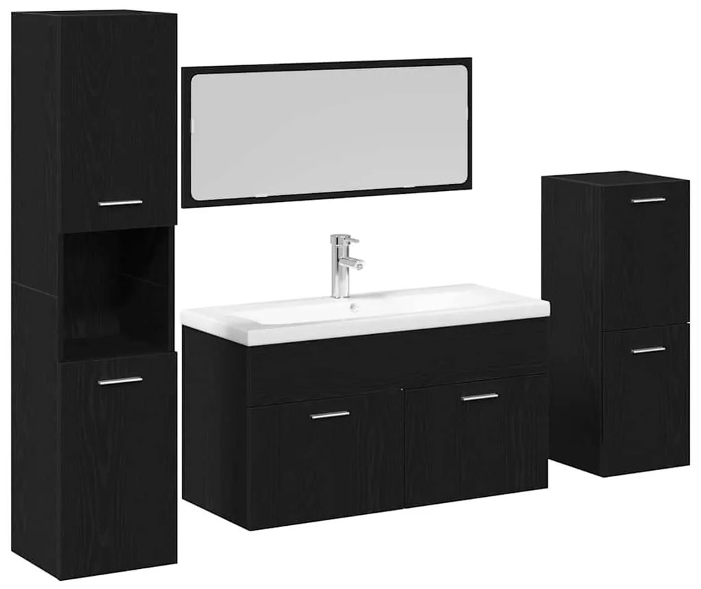 Fürdőszoba bútor szett 4 pcs Fekete tölgy 80 x 38.5 x 45 cm