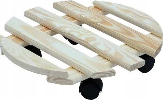 Fa gurulós virágtartó állvány, kerek virágtartó 35 cm virágágyás