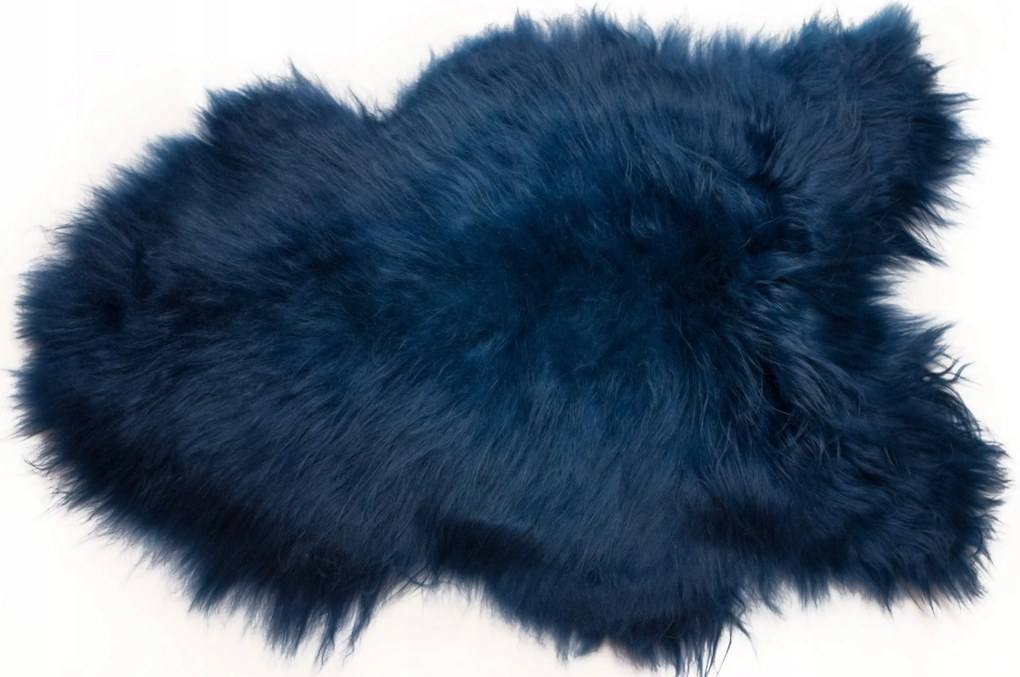 Természetes Szőnyeg Hosszú Bárány Gyapjú Természetes Bőr Kék