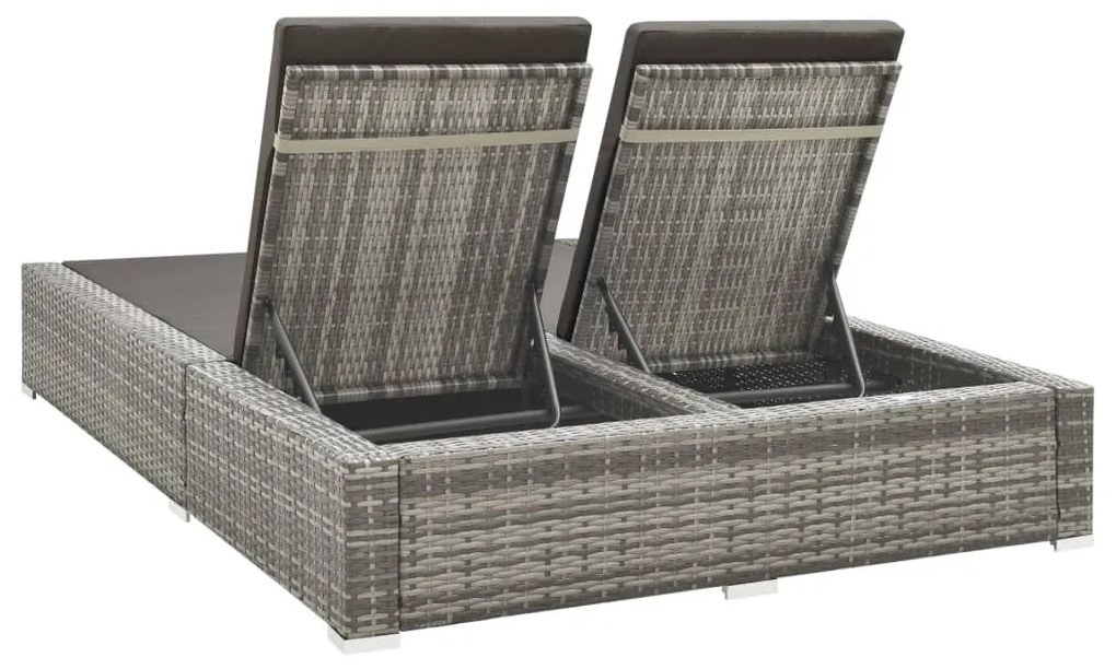 Kétszemélyes szürke polyrattan napozóágy