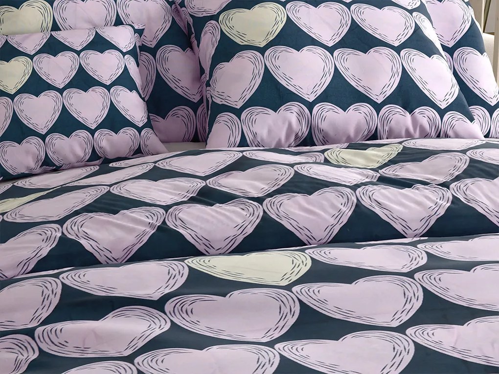 Mikroszálas ágyneműhuzat VIOLET HEARTS világos lila Ágyneműhuzat mérete: 2 db 70 x 80 cm | 160 x 200 cm
