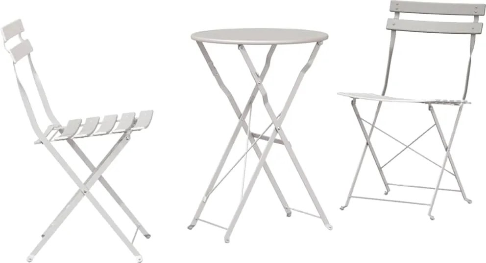 vidaXL Összecsukható Bistro Szett 3 pcs Bézs Acél