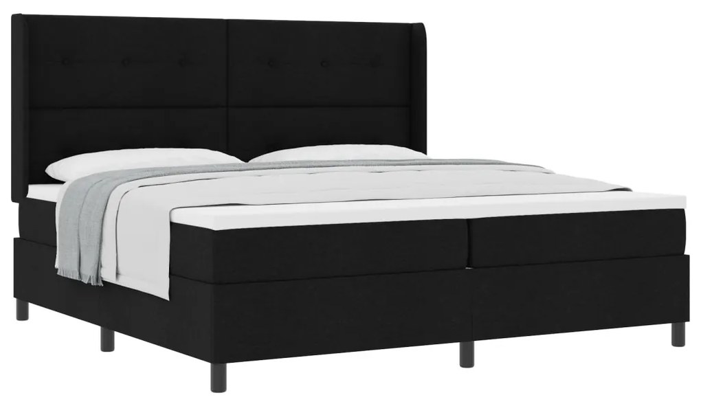 Boxspring Ágy Matrac Alkalmas Fekete 200x200 cm Szövet