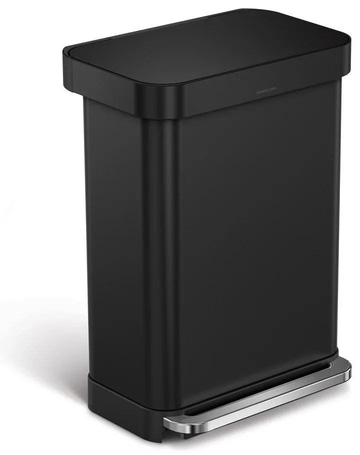 Matt fekete acél pedálos szemetes 55 l – simplehuman