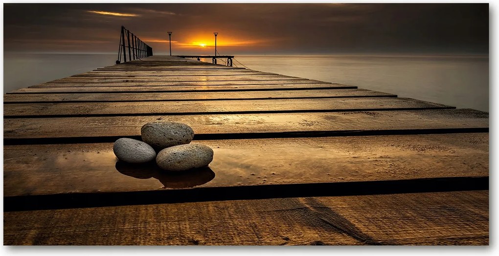 Fotó kép edzett üveg Fa móló 140x70