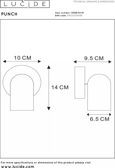 Lucide 13958/01/31 - PUNCH spotlámpa 1x GU10/35W/230V, fehér