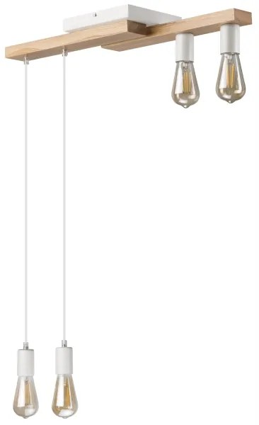Csillár zsinóron CORTINA 4xE27/15W/230V fehér/tölgy
