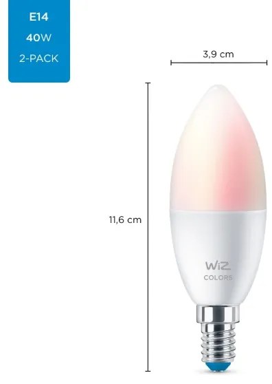 KÉSZLET 2x LED RGBW Dimmelhető izzó C37 E14/4,9W/230V 2200-6500K Wi-Fi - WiZ