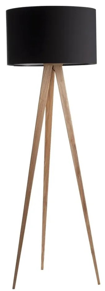 Tripod Wood fekete állólámpa fa lábakkal - Zuiver