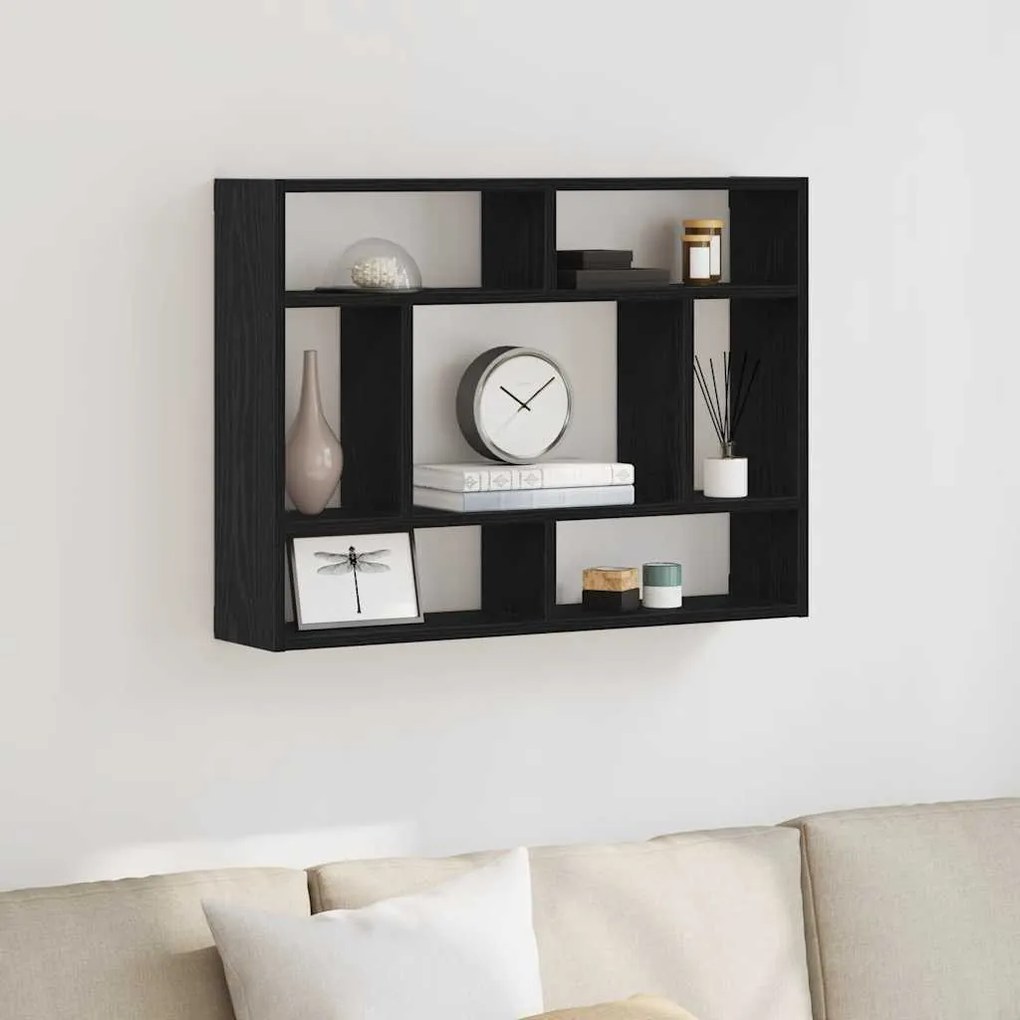 fekete tölgy színű szerelt fa fali polc 75 x 16 x 55 cm