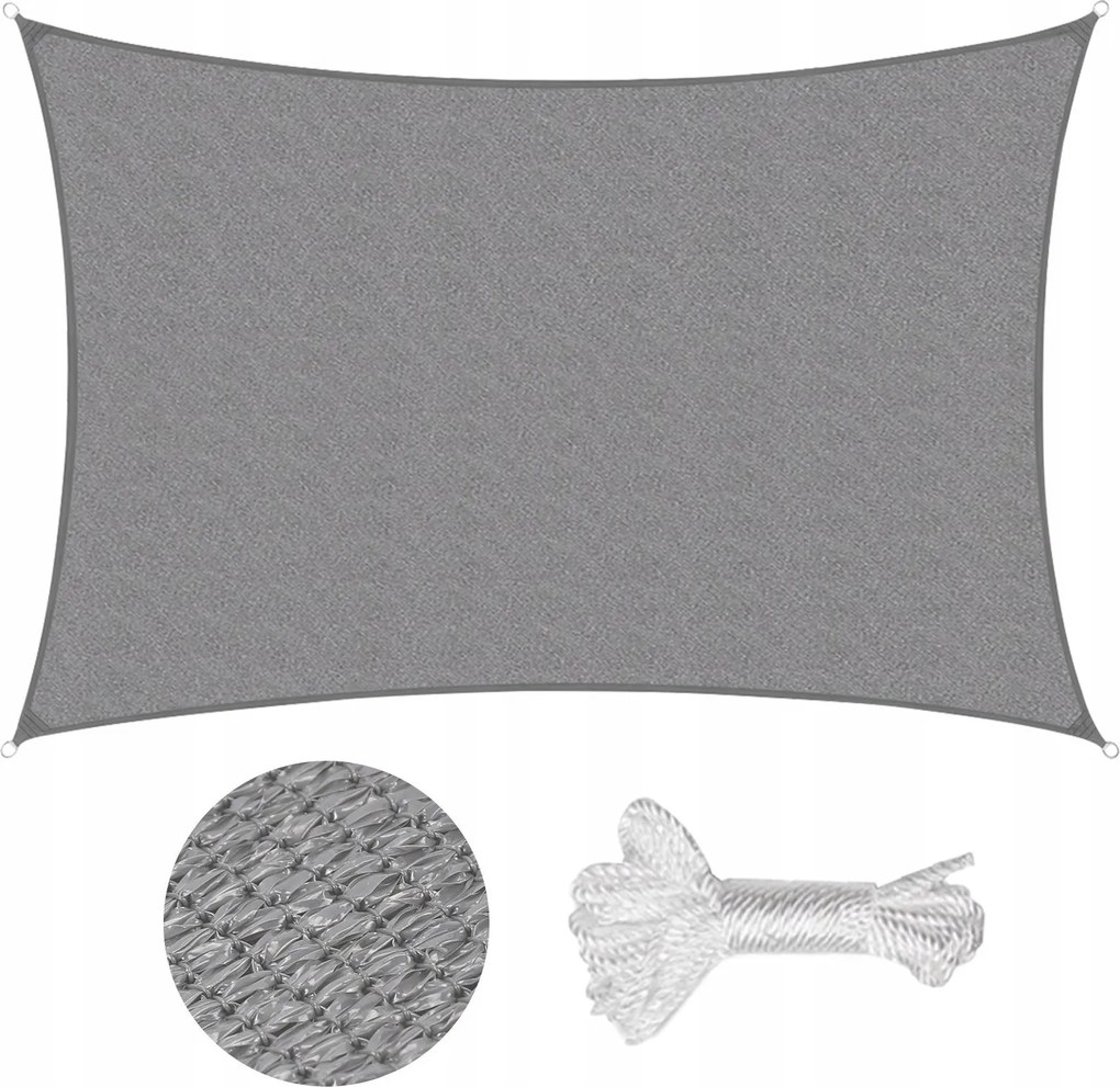 Kerti Napvitorla 200 x 400 CM Hdpe Szürke