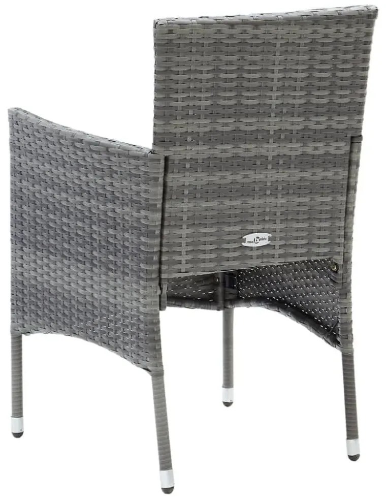 3 részes szürke polyrattan kerti étkezőgarnitúra párnákkal