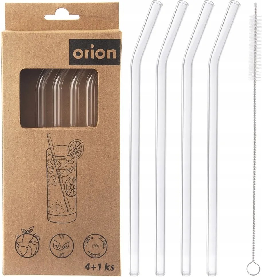 4x Üveg Italszívószálak egyenes csövek többször használható tisztító kefével