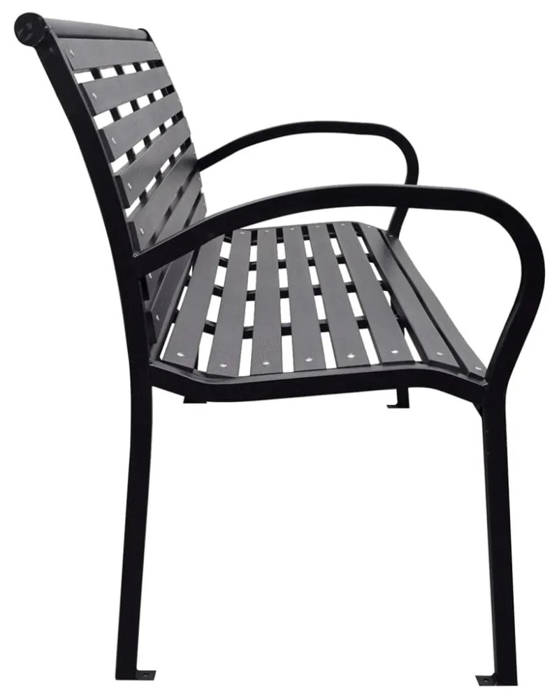 fekete acél és WPC kerti pad 116 cm