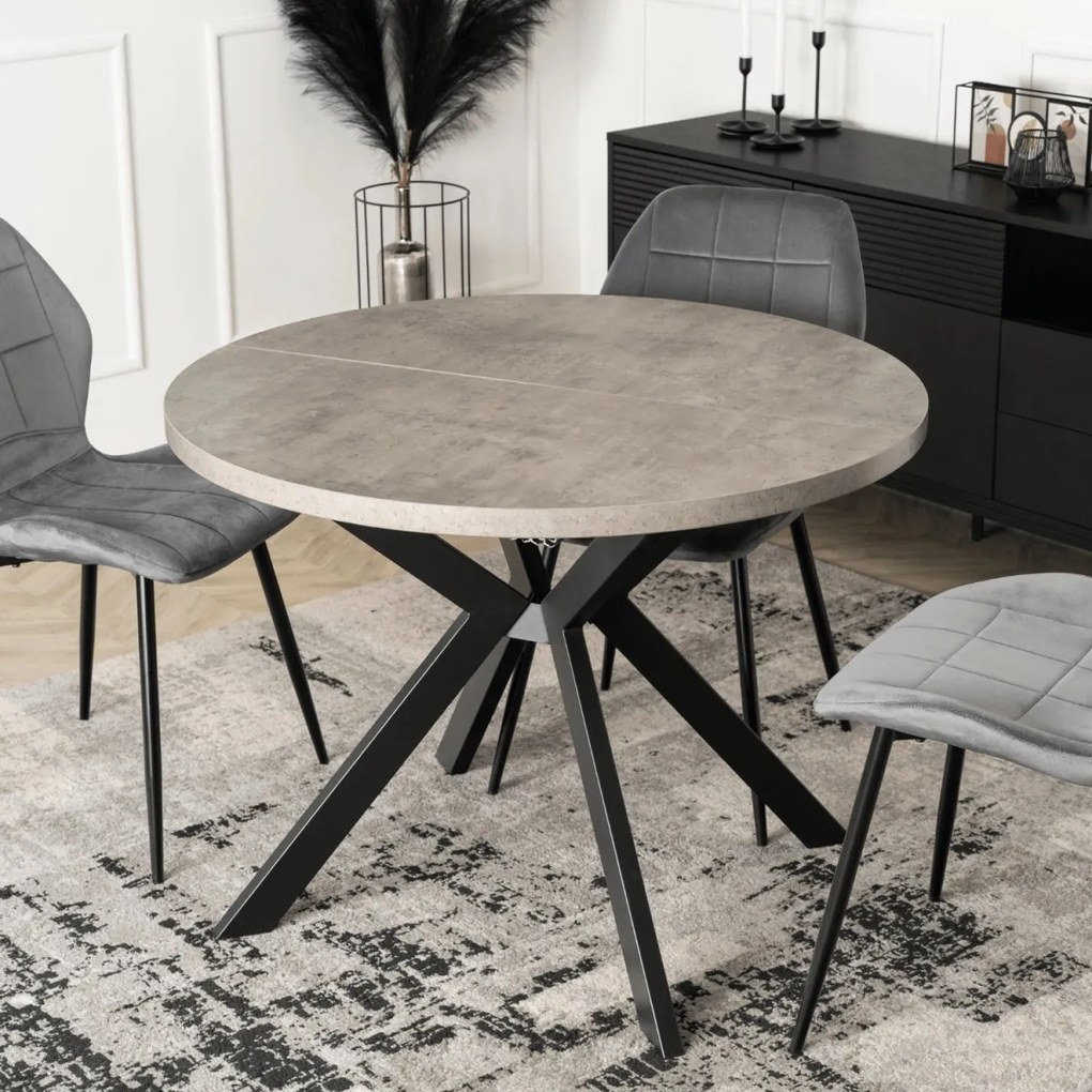 Kihúzható étkezőasztal 100–250 cm méretben, beton/fekete színben LUKAS