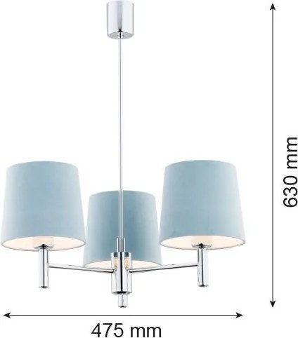 ARGON 1383 BOLZANO Modern Csillár Kék, Króm E27 IP20