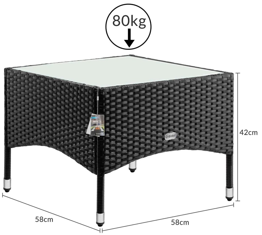 Deuba Rattan asztalka 58x58x42 cm - fekete