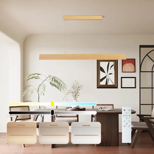 Brilagi - Dimmelhető LED kábeles csillár SLIMLINE LED/40W/230V 3000-6000K tölgy dekor + távirányító