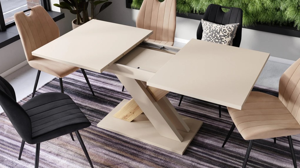 Mazzoni KARO Bézs (Pezsgő)/Artisan Tölgy - MODERN 180 cm-re BŐVÍTHETŐ ASZTAL!