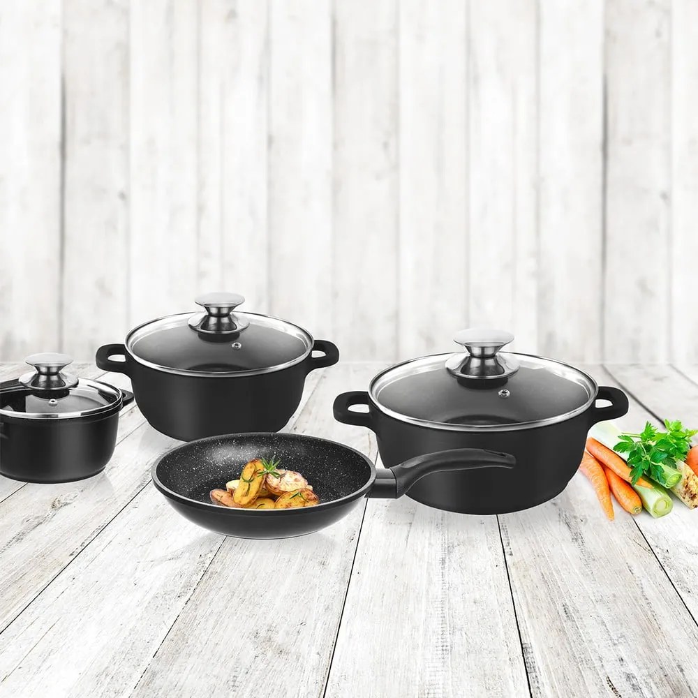 Grande 4 db-os edény szett 3 üvegfedővel - Orion