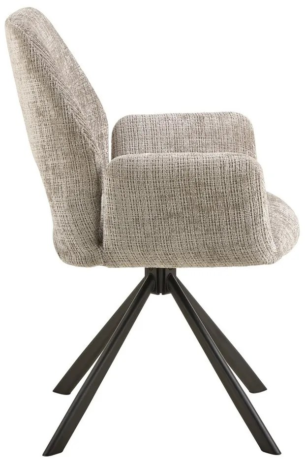 Világosszürke kárpitozott karfás étkezőfotel Graham – Actona