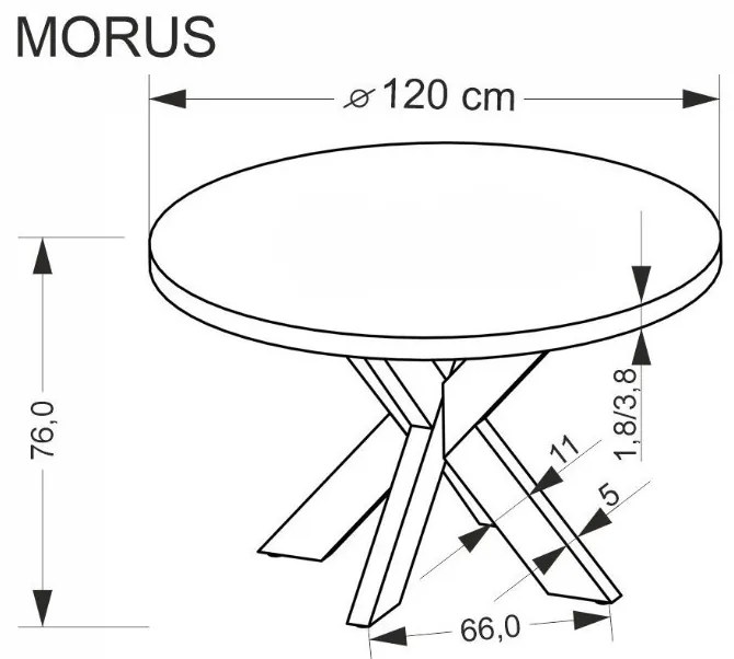 Morus kör étkezőasztal 120cm